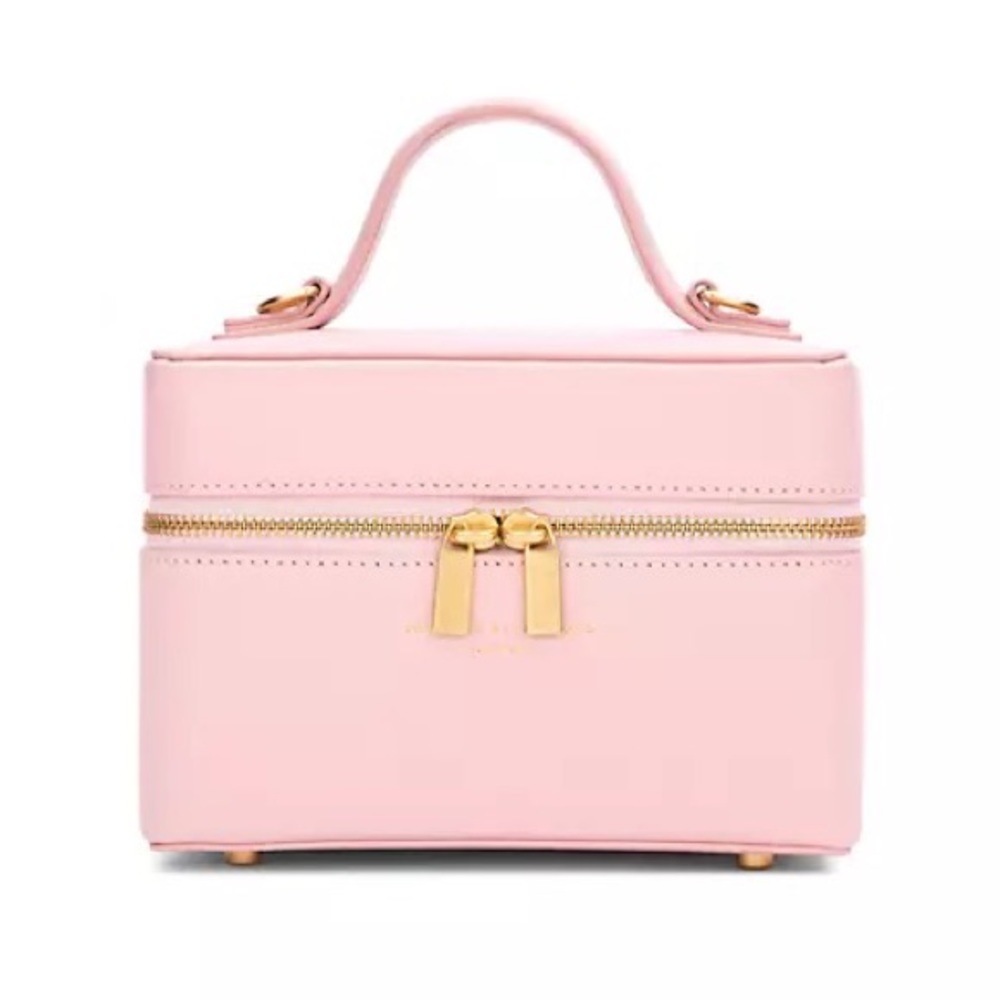 Brandon Blackwood Pink Leather Makeup Bag